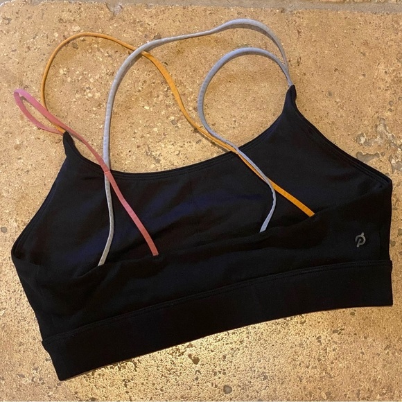 PELOTON Women Black Multicolor Strap Athletic Sports Bra Size Small - Picture 4 of 5